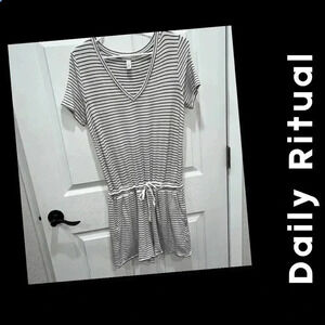 Daily Ritual shorts romper black and white striped